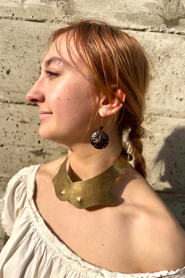 Goldtone  Hammered “Breastplate” Necklace Selected by Nomad Vintage #3