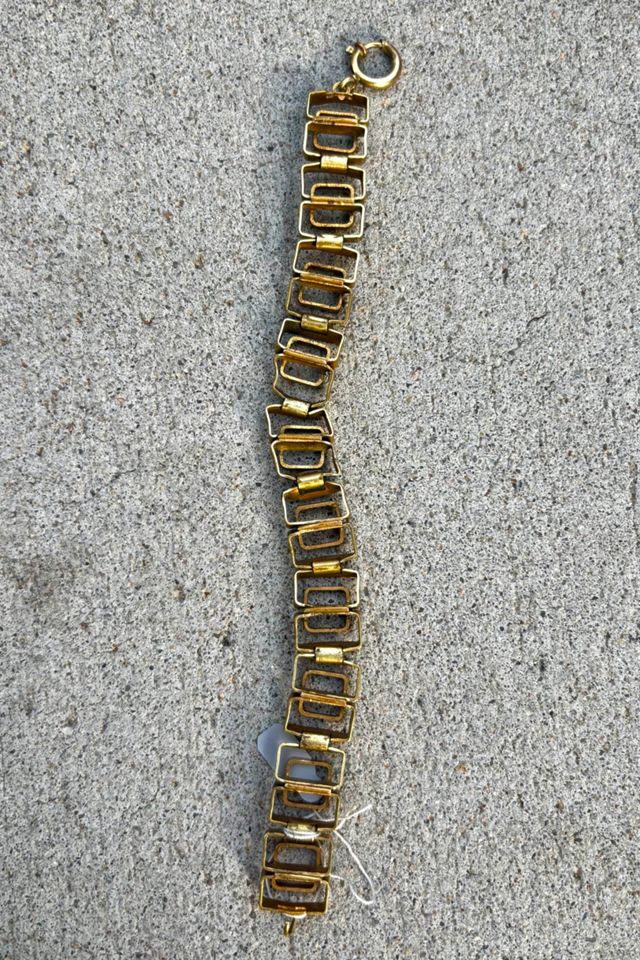 Vintage Goldtone Modernist Geometric Square Bracelet Selected by Nomad Vintage #1