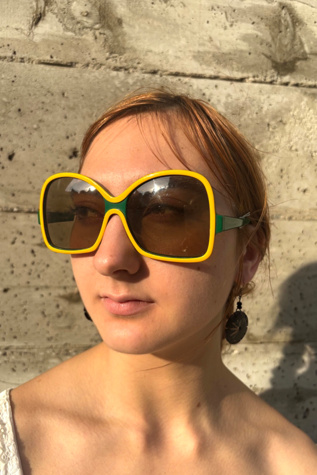 1970’s Green and Yellow Oversized Sunglasses Selected by Nomad Vintage