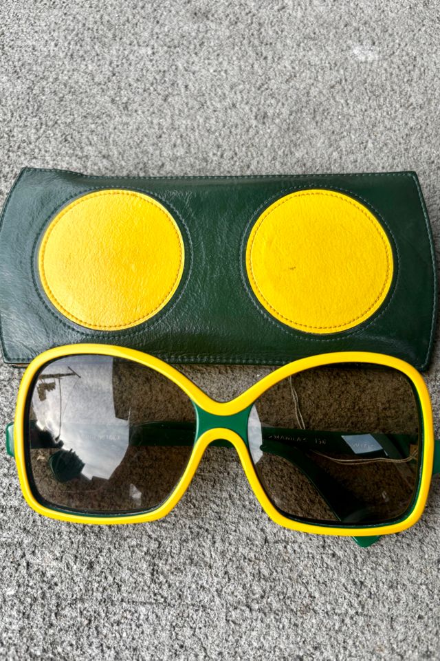1970’s Green and Yellow Oversized Sunglasses Selected by Nomad Vintage #1