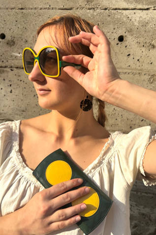 Женские солнцезащитные очки Nomad Vintage 1970’s Green and Yellow Oversized Sunglasses Selected, цвет: Зелёный — фото 3