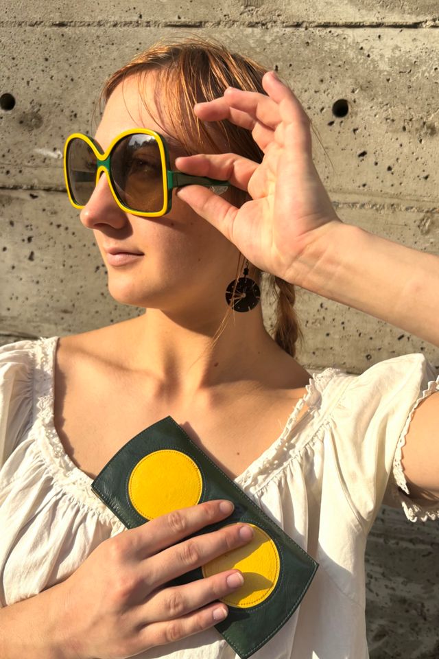 1970’s Green and Yellow Oversized Sunglasses Selected by Nomad Vintage #2