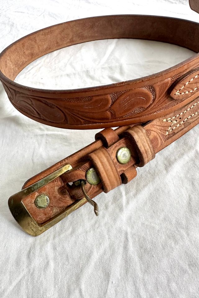 Vintage Tooled Leather Belt Selected by Grievous Angel Vintage #1
