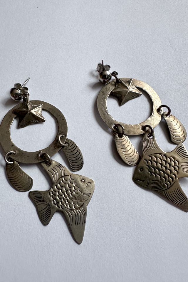 Vintage Silver Fish Earrings Selected by Grievous Angel Vintage #1