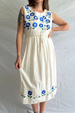 Vintage Floral Embroidered Dress Selected by Grievous Angel Vintage