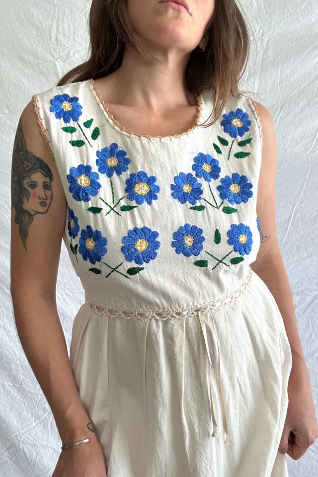 Vintage Floral Embroidered Dress Selected by Grievous Angel Vintage #1