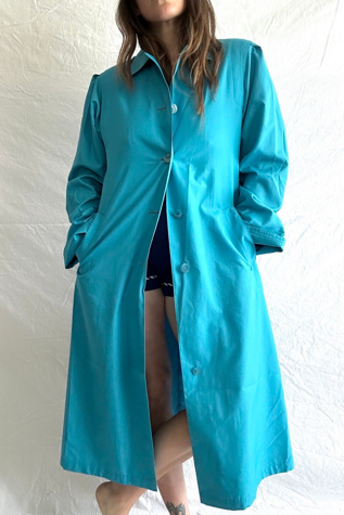 Vintage Lightweight Blue Trench Coat Selected by Grievous Angel Vintage