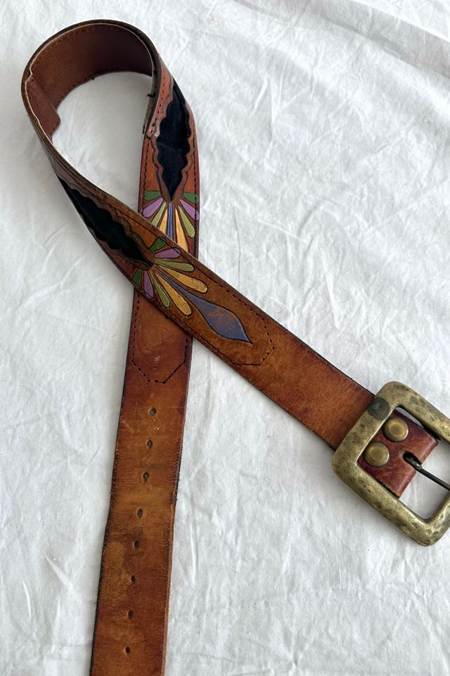 Vintage Pastel Painted Leather and Cut Out Belt Selected by Grievous Angel Vintage #1