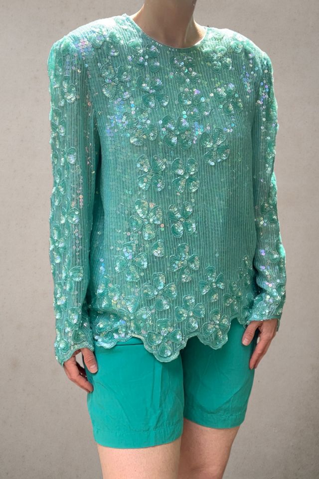 Vintage 1980s Iridescent Sequin Blouse Selected by SharpLilTeeth #3