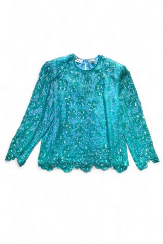 Vintage 1980s Iridescent Sequin Blouse Selected by SharpLilTeeth