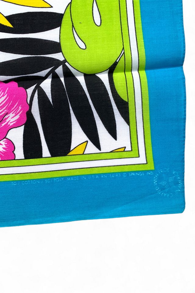 Vintage 1980s Tropical Floral Print Bandana Selected by SharpLilTeeth #1