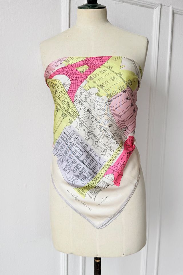 1959 Signed Parisian Scenic Illustrated Silk Scarf Avril A Paris Selected by MARMALADE #2