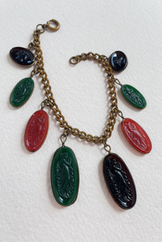 Ancient Revival Glass Cameo Goddess Charm Bracelet Selected by MARMALADE