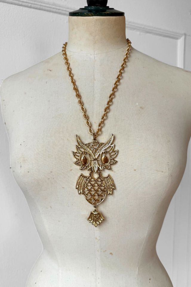 70s Large Vintage Articulating Owl Pendant Selected by MARMALADE #1