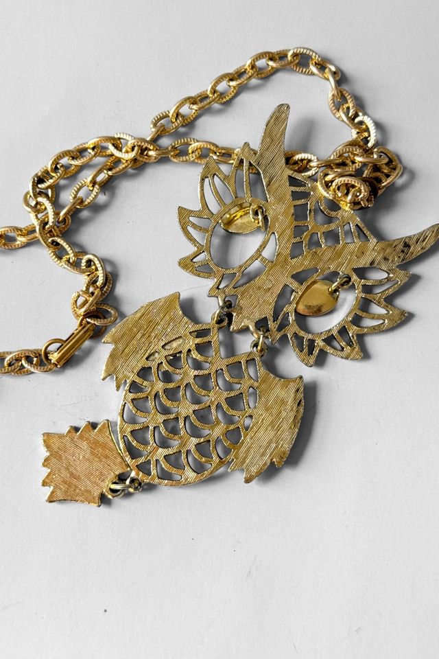 70s Large Vintage Articulating Owl Pendant Selected by MARMALADE #3