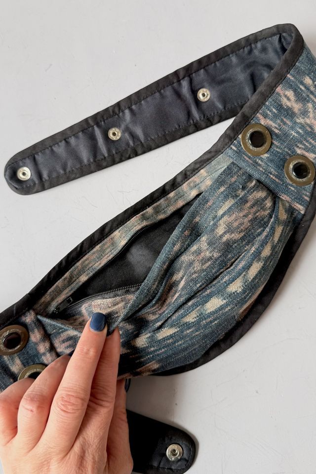 80s Vintage Ikat Woven Fabric Belt with Hidden Pocket Selected by MARMALADE #1