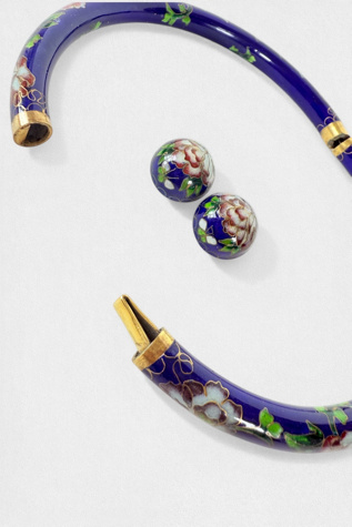 Женские украшения Marmalade Vintage Cloisonné Enamel Hinged Collar Necklace and Earring Set Selected, цвет: Синий — фото 2