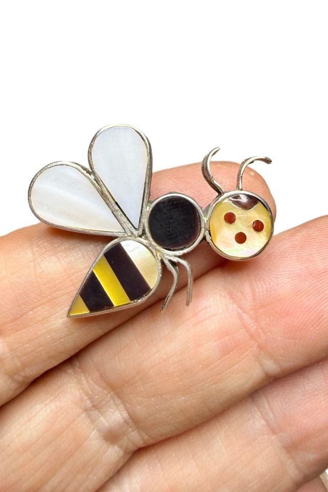 Vintage Sterling Mosaic Bee Pendant or Brooch with Gemstones Selected by Lux Revival #1