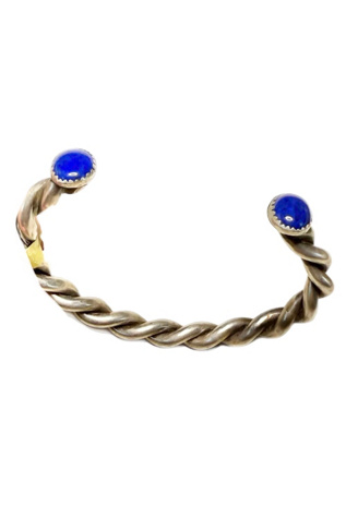 Vintage Sterling Twisted Wire Bracelet with Lapis Selected by Lux Revival