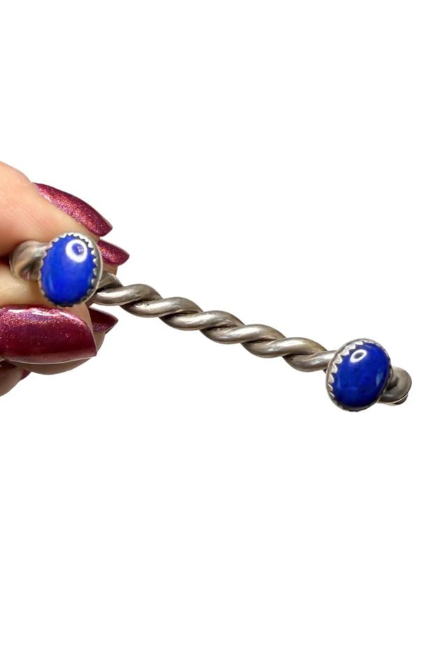 Vintage Sterling Twisted Wire Bracelet with Lapis Selected by Lux Revival #1