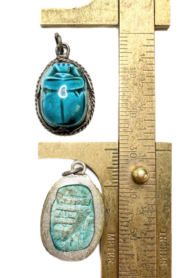 Vintage Egyptian Revival Ceramic Scarab Pendant Selected by Lux Revival #2