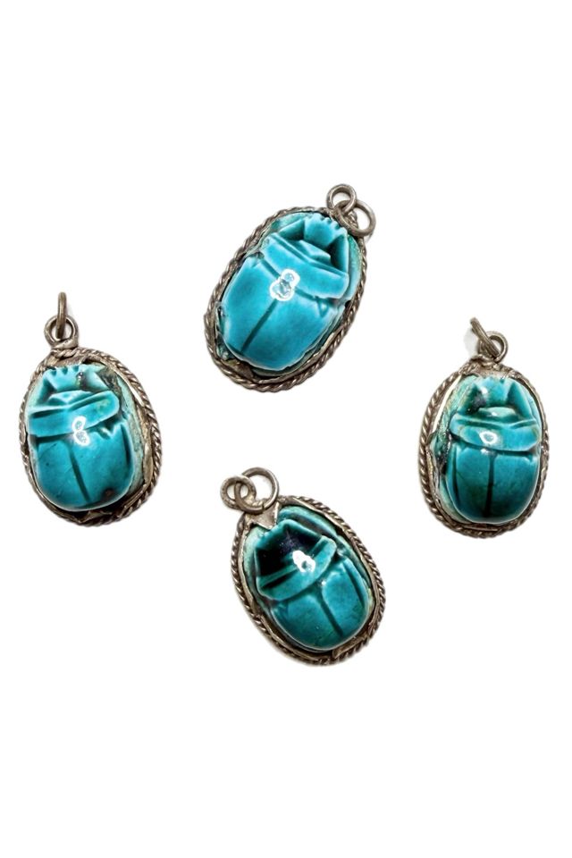 Vintage Egyptian Revival Ceramic Scarab Pendant Selected by Lux Revival #3