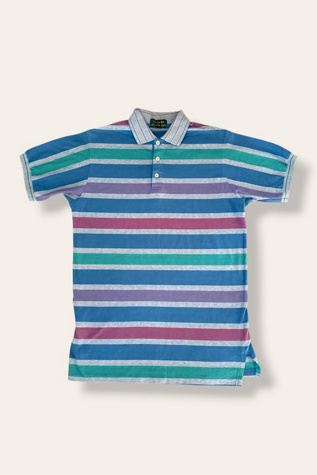 Vintage 1980's Colours Striped Polo Shirt Selected By Afterlife Boutique