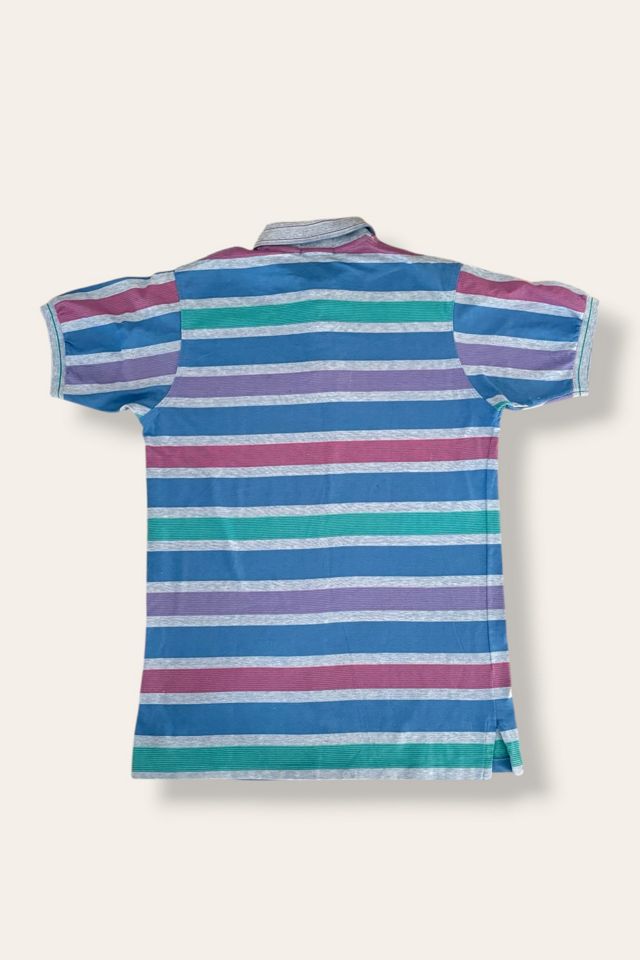 Vintage 1980's Colours Striped Polo Shirt Selected By Afterlife Boutique #1
