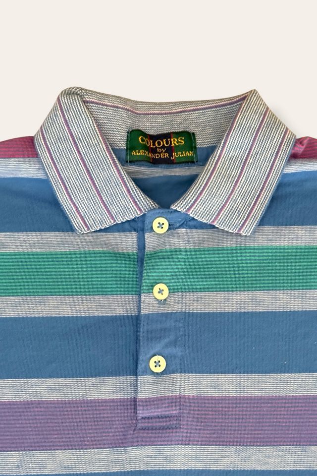 Vintage 1980's Colours Striped Polo Shirt Selected By Afterlife Boutique #2