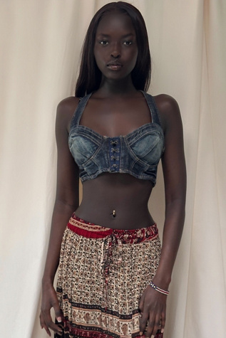 Y2K Denim Corset Bralette Halter Top Selected By Afterlife Boutique