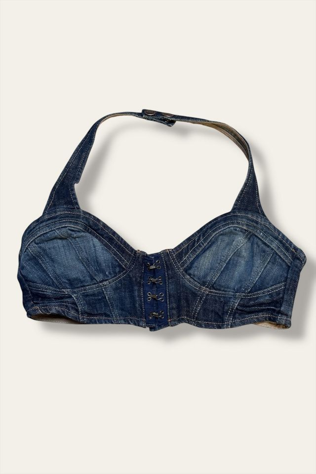 Y2K Denim Corset Bralette Halter Top Selected By Afterlife Boutique #1