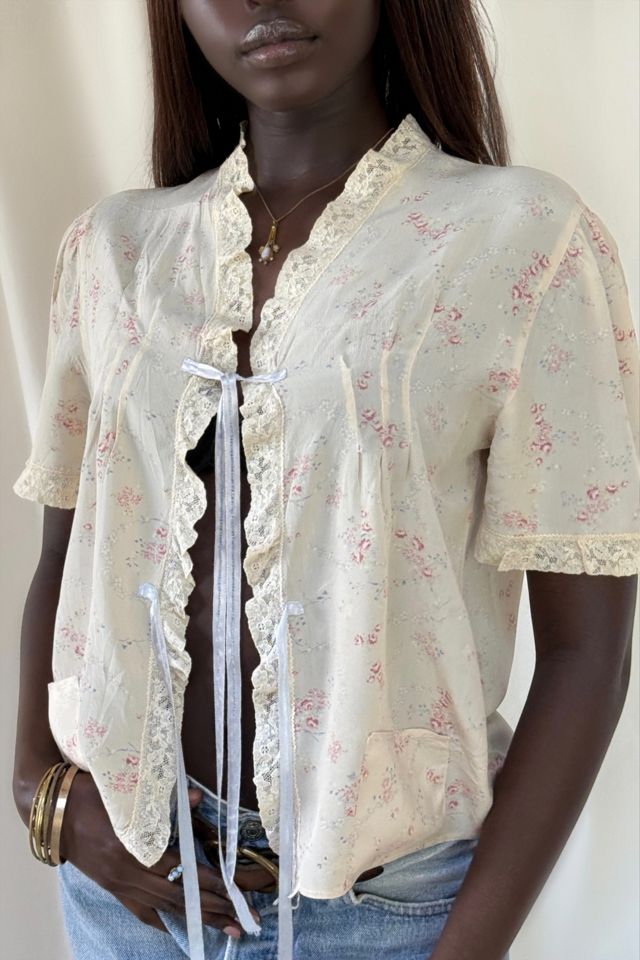 Vintage 1930's Floral Silk Bed Jacket Selected By Afterlife Boutique #1