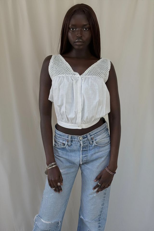 Antique 1900's Edwardian Crochet Cotton Sleeveless Top Selected By Afterlife Boutique #1