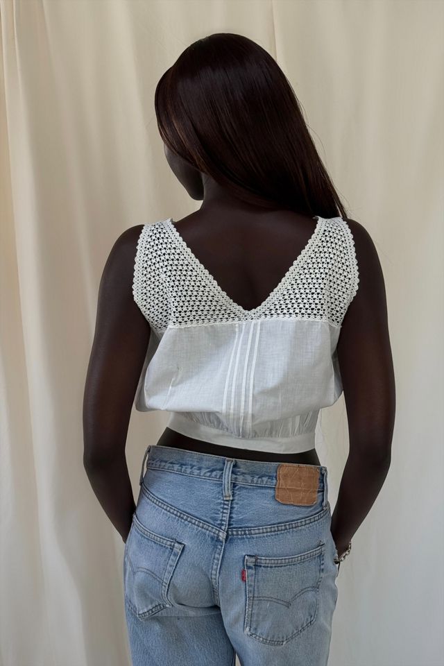 Antique 1900's Edwardian Crochet Cotton Sleeveless Top Selected By Afterlife Boutique #2