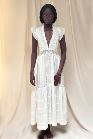 Antique 1900's Edwardian Deep V Gauze Cotton Eyelet Dress Selected By Afterlife Boutique