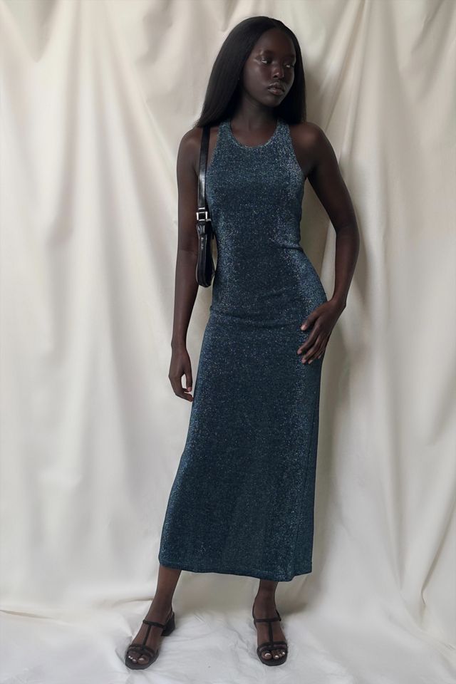 Vintage 1990's Cross-back Stretch Lurex Maxi Dress Selected By Afterlife Boutique #1