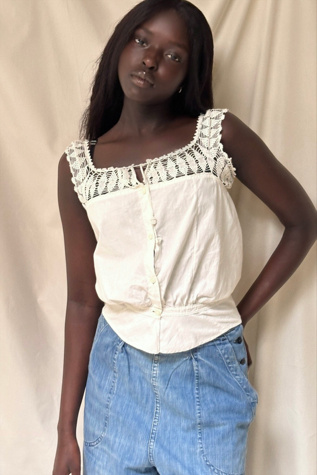 Antique 1900's Edwardian Crochet Corset Cover Top Selected By Afterlife Boutique