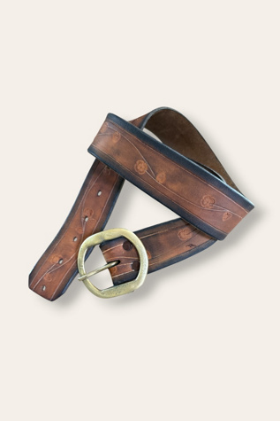 Vintage 1970's Leather Hand-Tooled Belt Selected By Afterlife Boutique