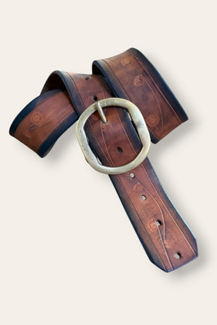 Женский ремень Afterlife Boutique Vintage 1970's Leather Hand-Tooled Belt Selected, цвет: Коричневый — фото 4
