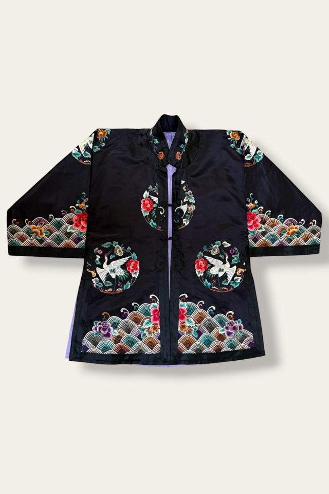 Vintage 1920's Silk Crane & Floral Embroidered Jacket Selected By Afterlife Boutique #2
