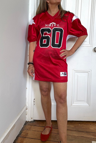 Red Mesh Football Jersey #60 Mini Dress Selected by KA.TL.AK