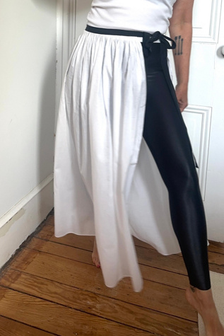 Vintage I. Magnin Calvin Klein White Wrap Skirt with Grosgrain Ribbon Selected by KA.TL.AK