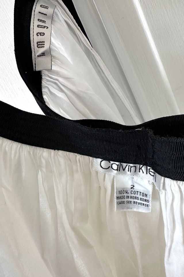 Vintage I. Magnin Calvin Klein White Wrap Skirt with Grosgrain Ribbon Selected by KA.TL.AK #3
