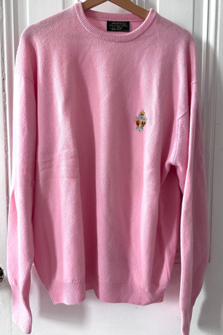 Preppy Pink Wool Royal Lytham and St. Annes Golf Club Sweater Selected by KA.TL.AK