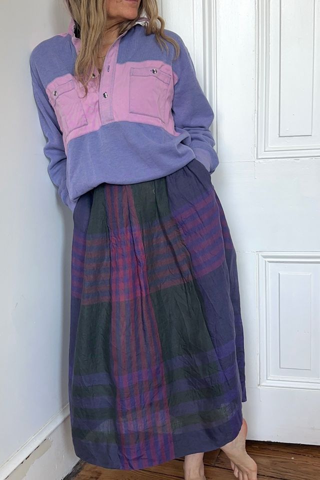 Vintage 1980’s Pleated Linen Madras Skirt Selected by KA.TL.AK #1