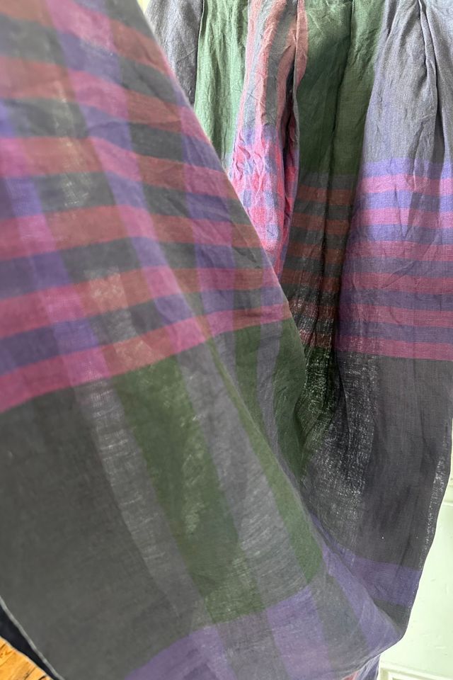 Vintage 1980’s Pleated Linen Madras Skirt Selected by KA.TL.AK #2