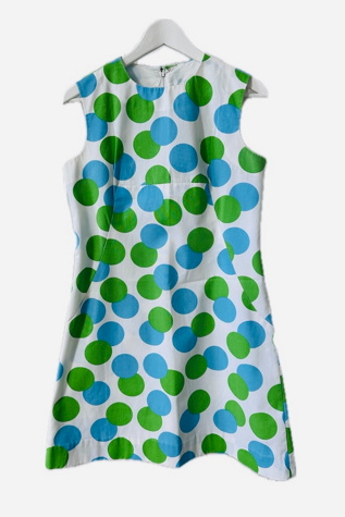 Vintage Preppy 1970’s Hand Made Mini Dress with Dot Motif Selected by KA.TL.AK