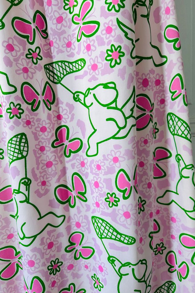 Vintage Preppy 1970’s Hand Screen Printed Maxi Dress with Puppy Motif Selected by KA.TL.AK #2