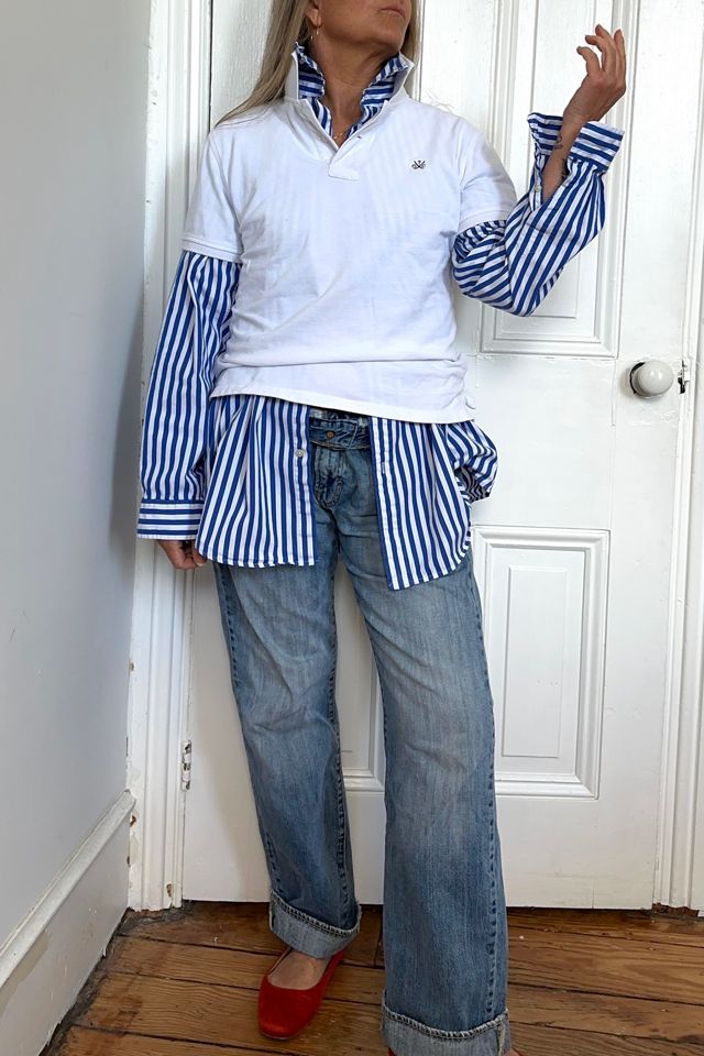 Polo Ralph Lauren Blue and White Striped Button-Down Shirt Selected by KA.TL.AK #3