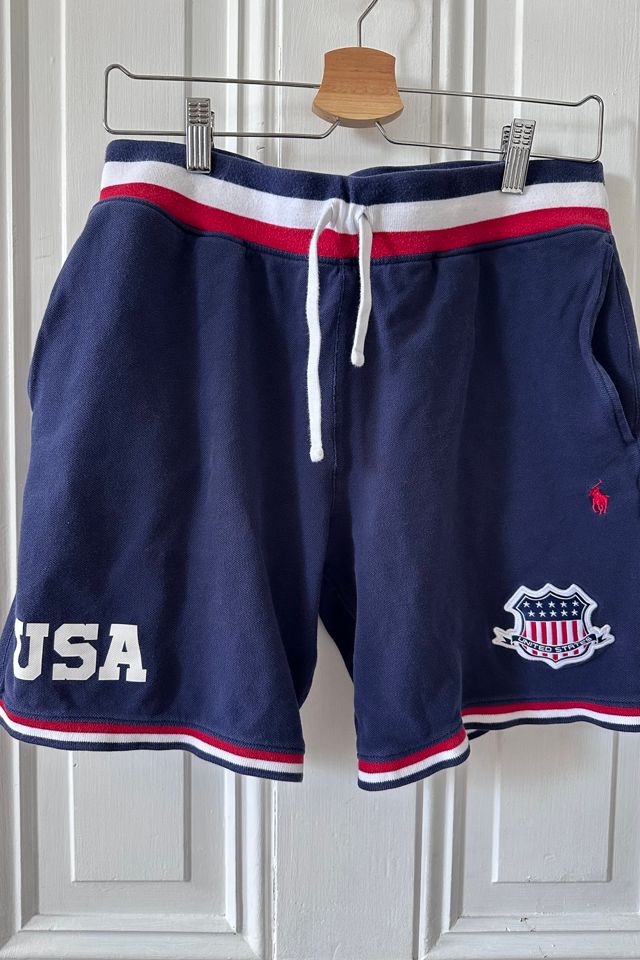 Red, White and Blue Pique Polo Shield Patch Athletic Shorts Selected by KA.TL.AK #1